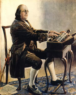 Benjamin Frankin playing the Glass Armonica