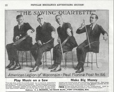 Classic Musical Saw Ad from the 1920s